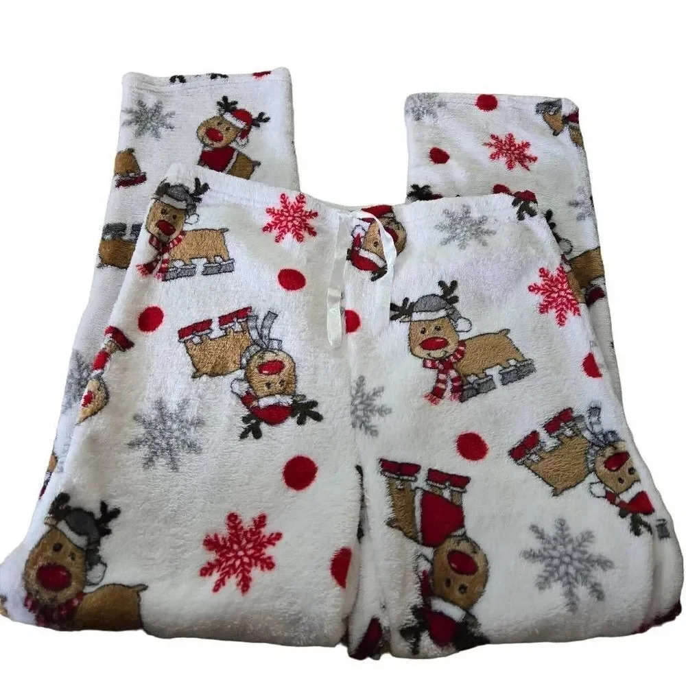 Reindeer fleece pajama pants L